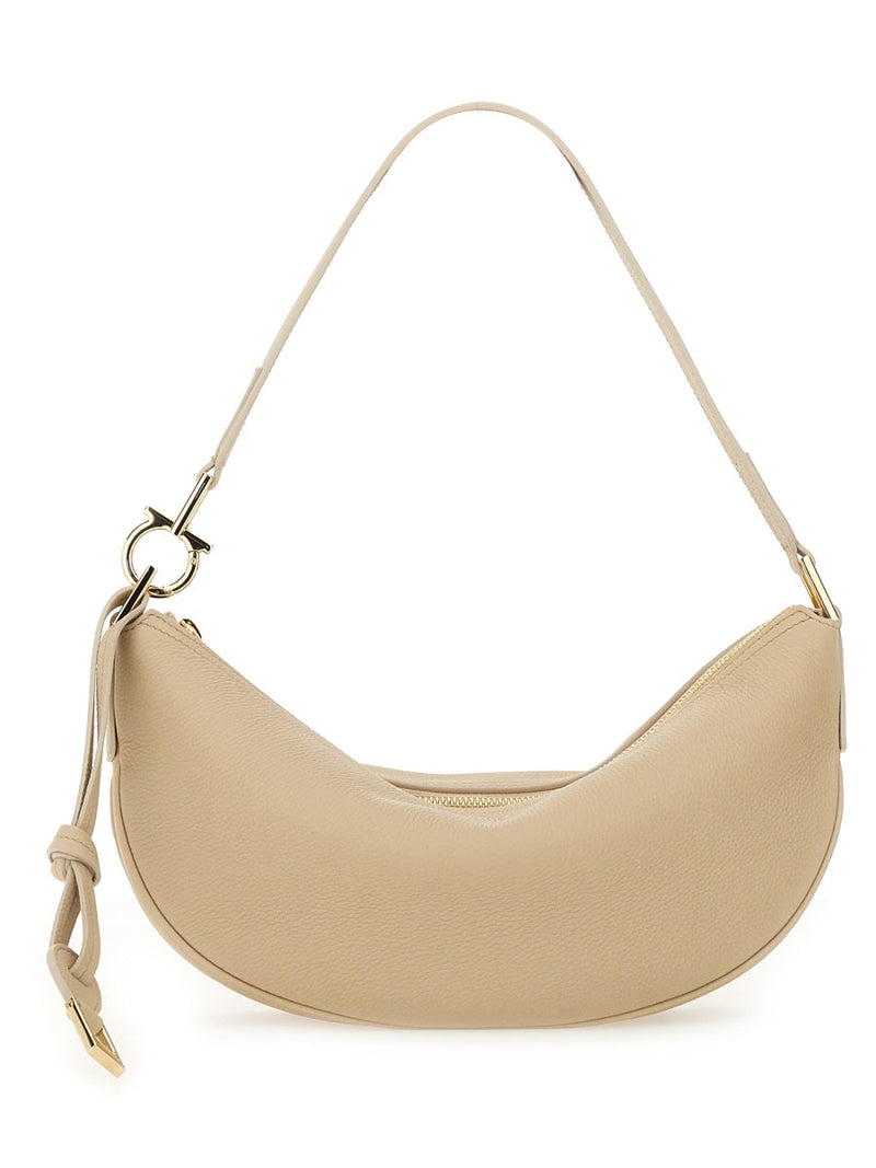 Ferragamo Shoulder Bag — Beige Calf Leather