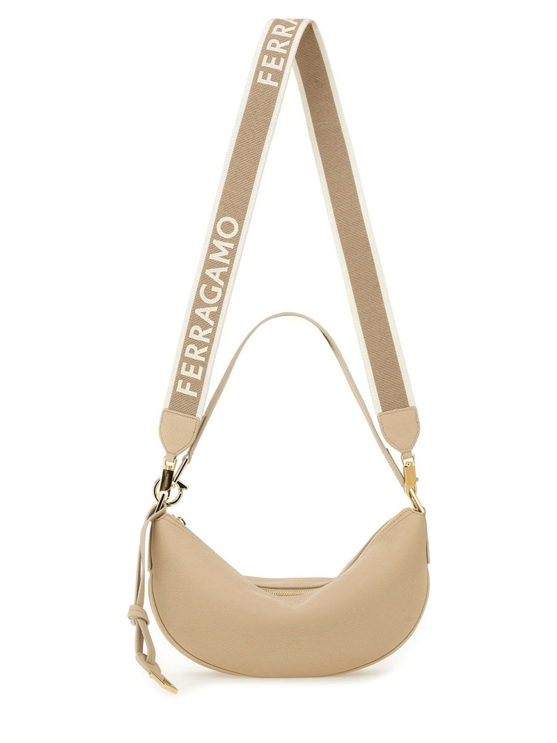 Ferragamo Shoulder Bag — Beige Calf Leather