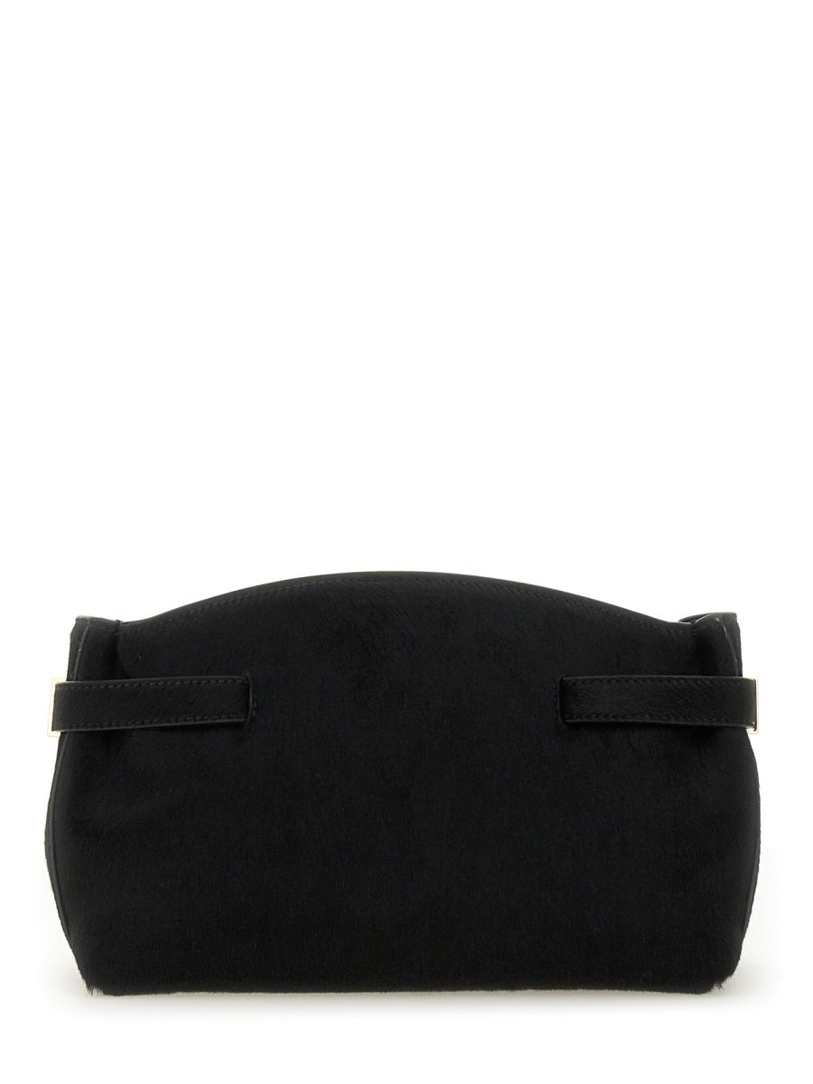Ferragamo Hug Clutch — Black Short Hair Calf