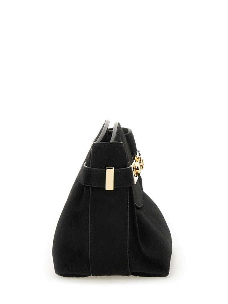 Ferragamo Hug Clutch — Black Short Hair Calf