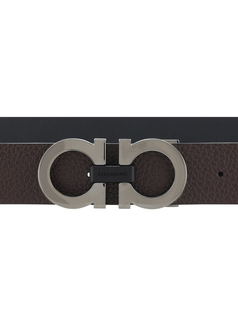 Ferragamo Gancini Belt — Black Calf Leather Bos Taurus