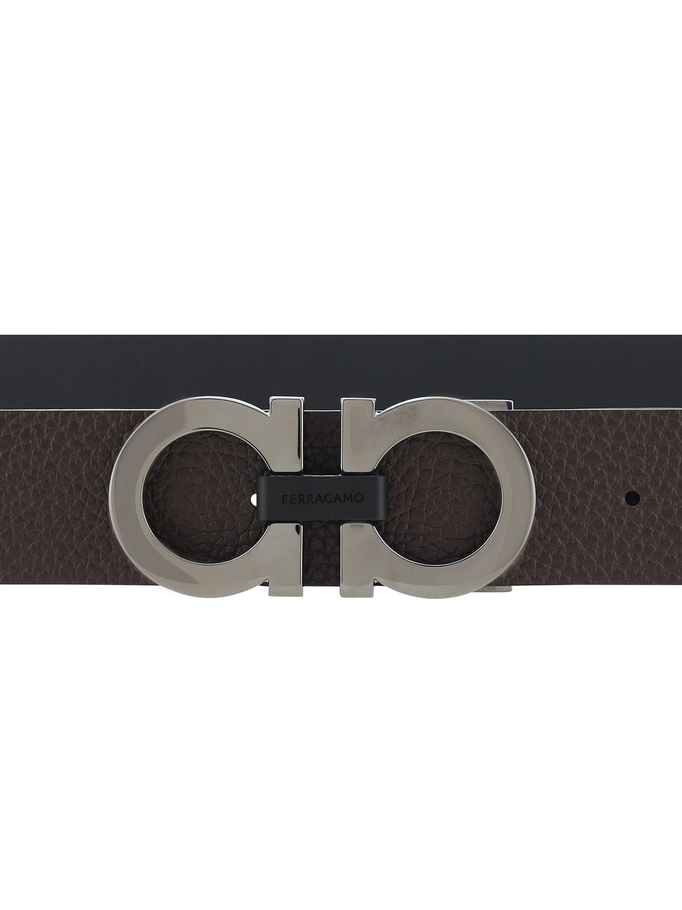 Ferragamo Gancini Belt — Black Calf Leather