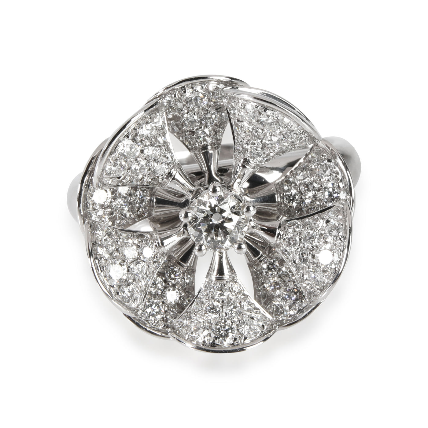 Bvlgari Divas Dream En Tremblant Pave Diamond Ring 18k White Gold 1.85 Ctw 18kt Fashion