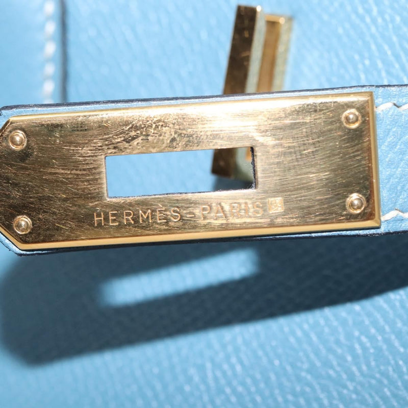 Hermes Birkin Blue Epsom With Gold Hardware Leather Bag