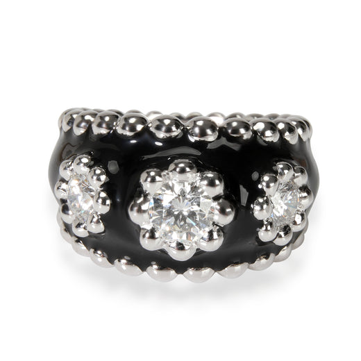 Vintage Chanel Diamond & Enamel Cocktail Ring 18kt White Gold 0.9 Ctw Fashion