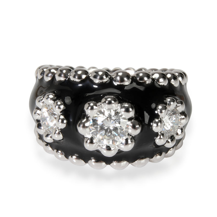 Vintage Chanel Diamond & Enamel Cocktail Ring 18kt White Gold 0.9 Ctw Fashion