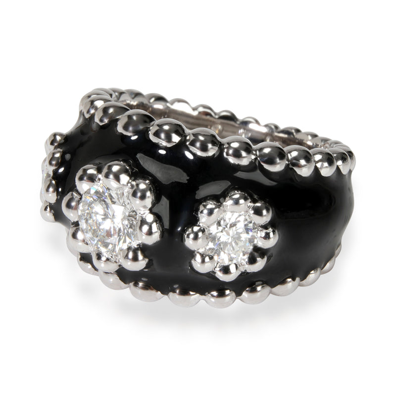Vintage Chanel Diamond & Enamel Cocktail Ring 18kt White Gold 0.9 Ctw Fashion
