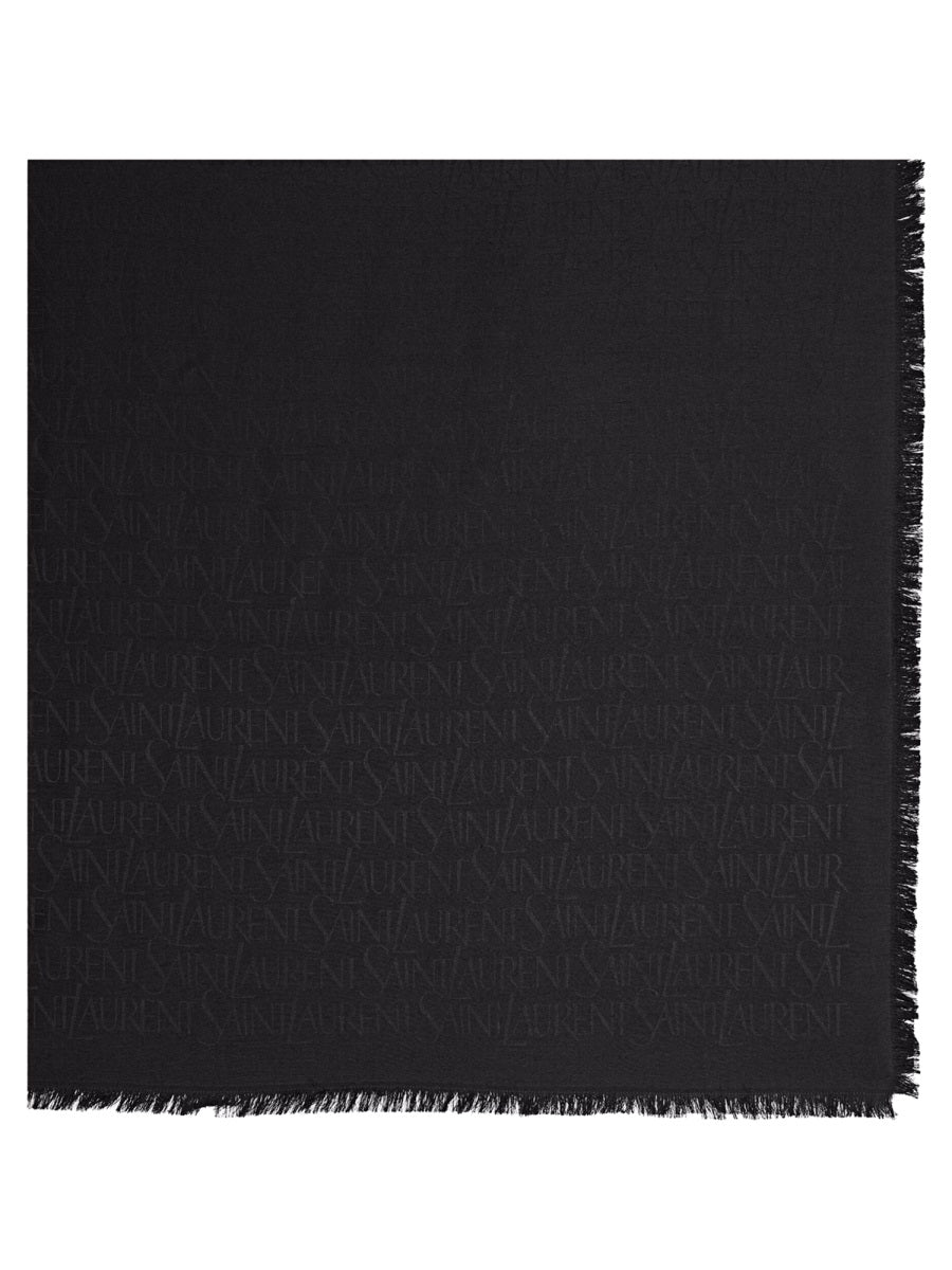 Saint Laurent Square Silk Scarf — Black Scarfs