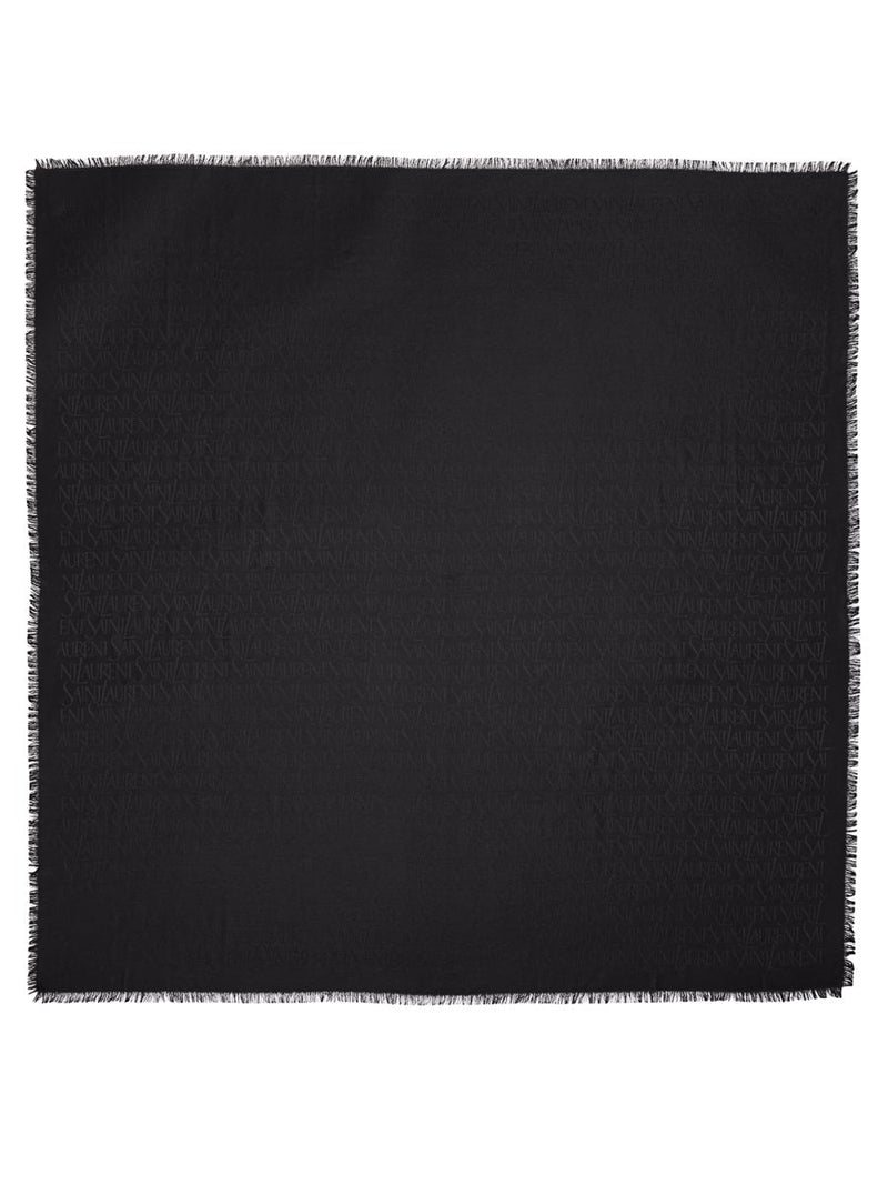 Saint Laurent Square Silk Scarf — Black Scarfs