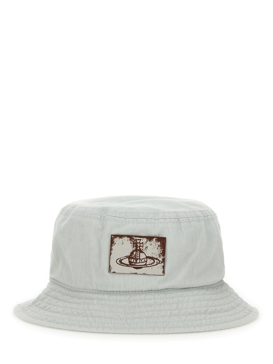 Vivienne Westwood 81020009_w016ep402 Bucket Hat — White Cotton