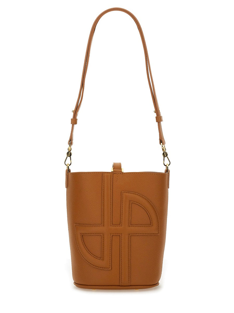 Patou Calf Leather Bucket Bag — Beige