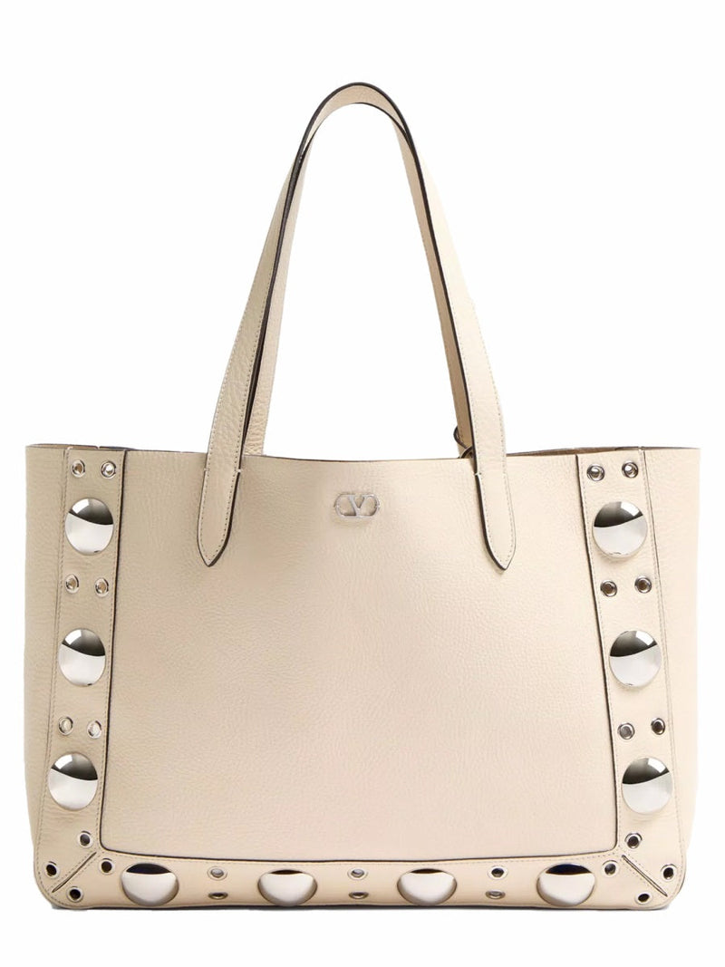 Valentino Garavani Nellcôte Shoulder Bag — Ivory Leather