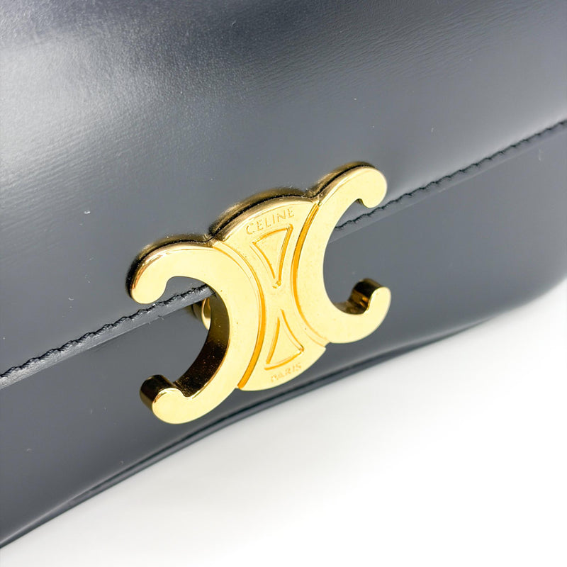 Celine Lola Triomphe Top Handle Leather Black Bag
