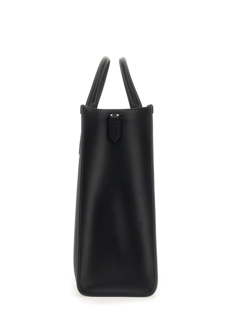 Dolce & Gabbana Logo-Print Shopping Shoulder Bag — Black Polyamide