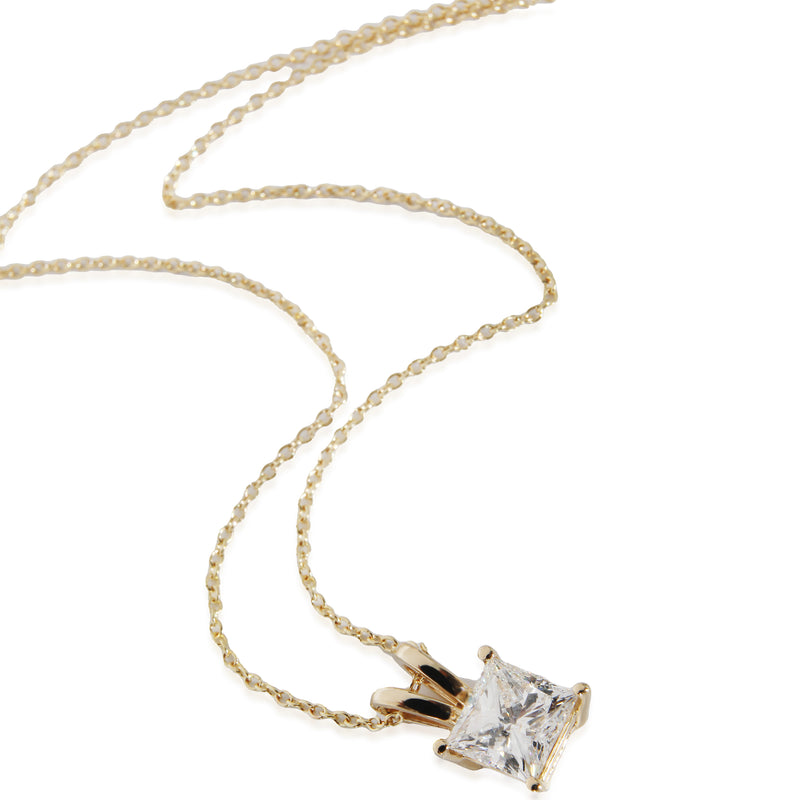 Princess Solitaire Diamond Pendant 14k Yellow Gold (1.81 Ctw)