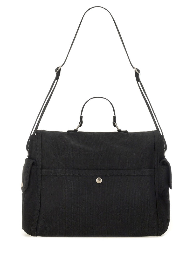 A.p.c. Logo Cotton Shoulder Bag — Black
