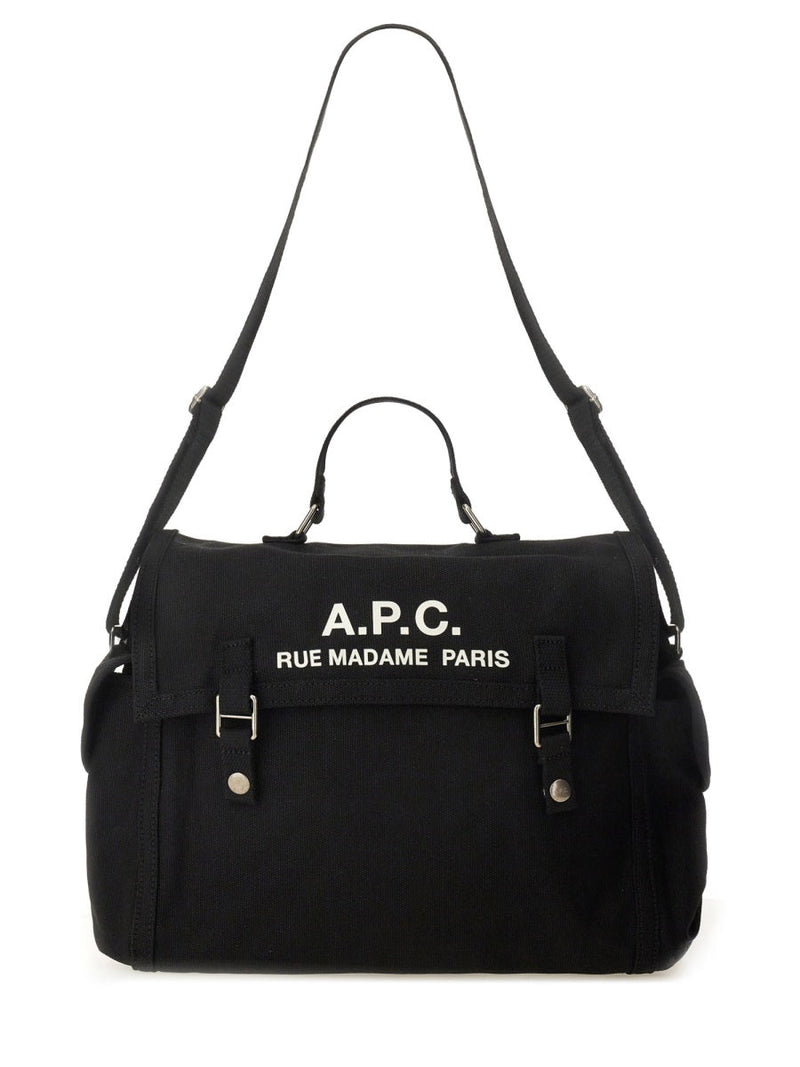 A.p.c. Logo Cotton Shoulder Bag — Black