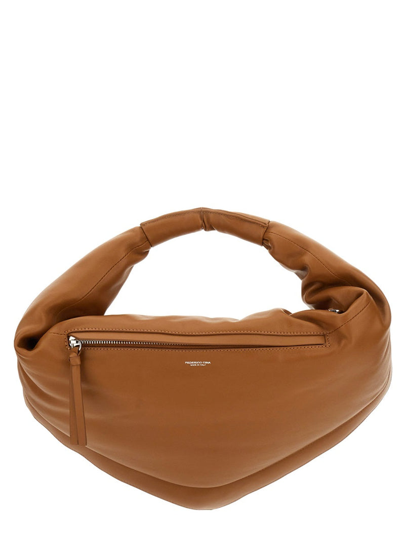 Federico Cina Tortellini Shoulder Bag — Brown Leather