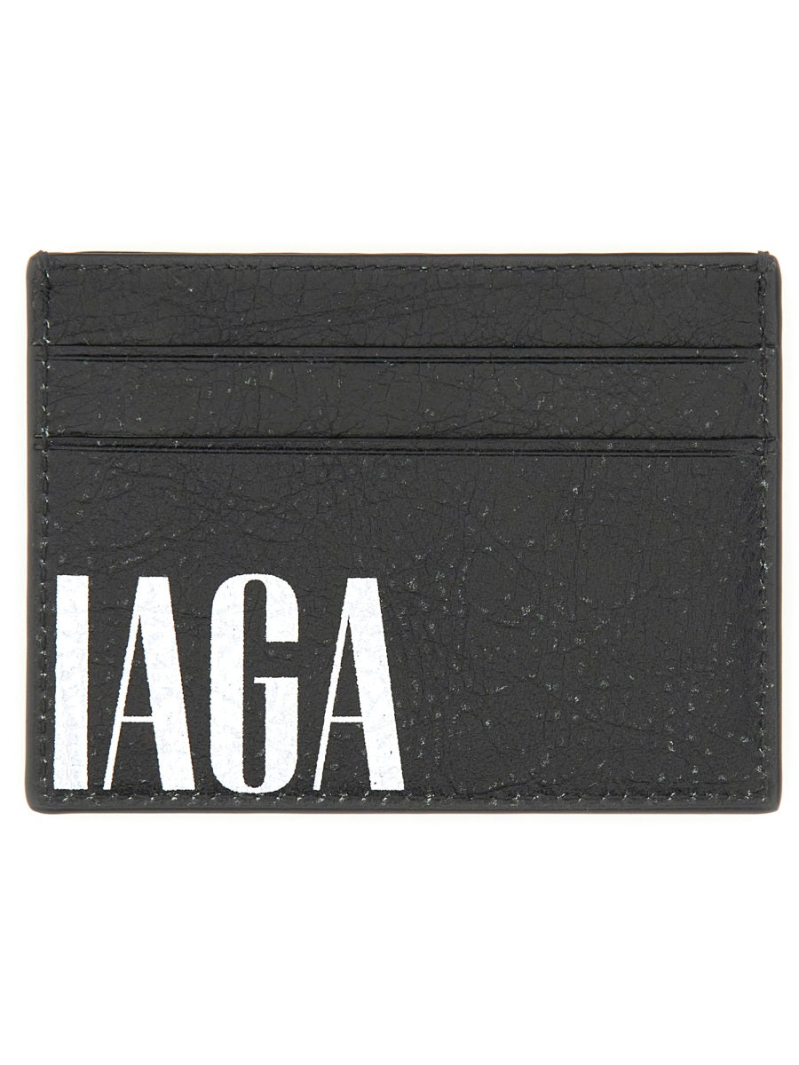 Balenciaga Domesticated Lambskin Card Case — Black Lamb Leather Wallets & Purses