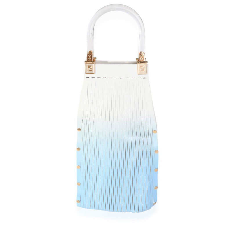 Fendi Blue Gradient Laser Cut Patent & Suede Sunny Top Handle Bag Leather; Handbag