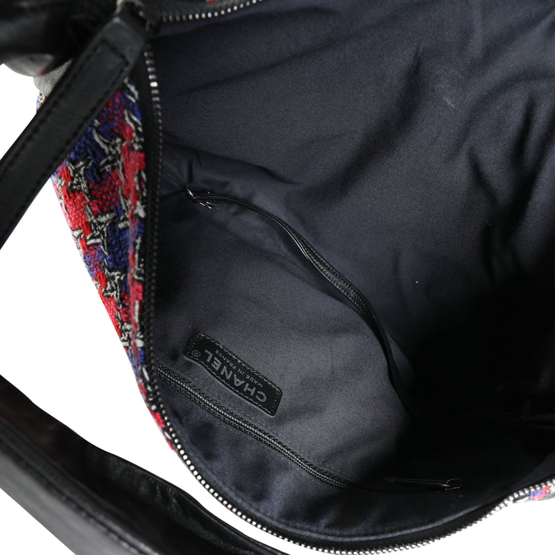 Chanel Black Lambskin & Multicolor Tweed Girl Bag Black; Multicolor; Pink; Purple Fabric; Leather Handbag