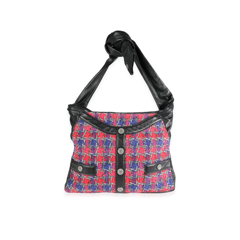Chanel Black Lambskin & Multicolor Tweed Girl Bag Black; Multicolor; Pink; Purple Fabric; Leather Handbag