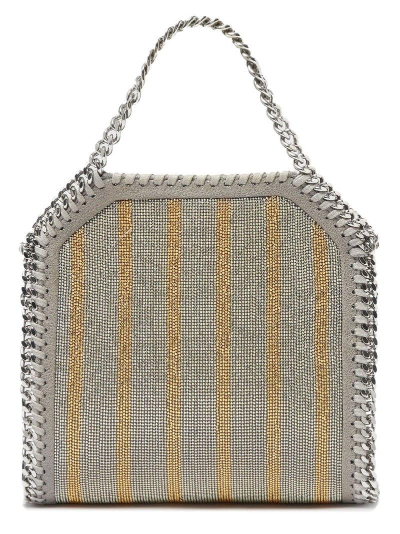 Stella Mccartney Chain-Trimmed Mesh Mini Tote — Gray Polyester