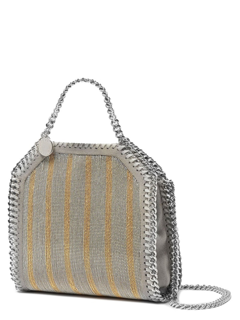Stella Mccartney Chain-Trimmed Mesh Mini Tote — Gray Polyester