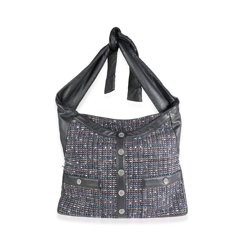 Chanel Navy Lambskin & Multicolor Tweed Girl Bag Blue; Fabric; Leather Handbag