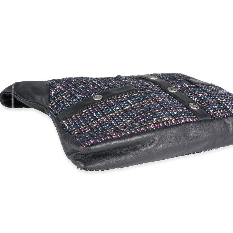 Chanel Navy Lambskin & Multicolor Tweed Girl Bag Blue; Fabric; Leather Handbag