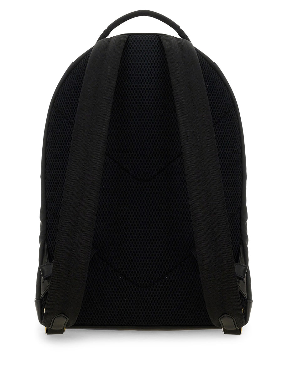 Tom Ford Logo Embroidered Backpack — Black Polyester