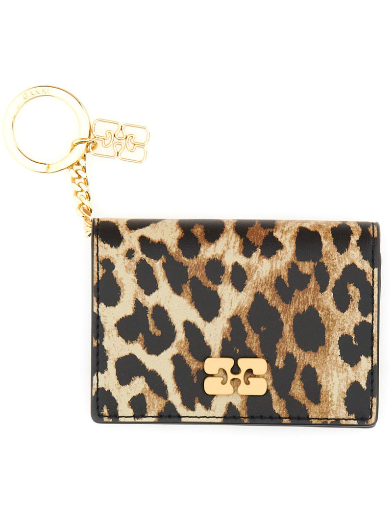 Ganni Animal Motif Recycled Leather Card Case — Multicolor Wallets & Purses