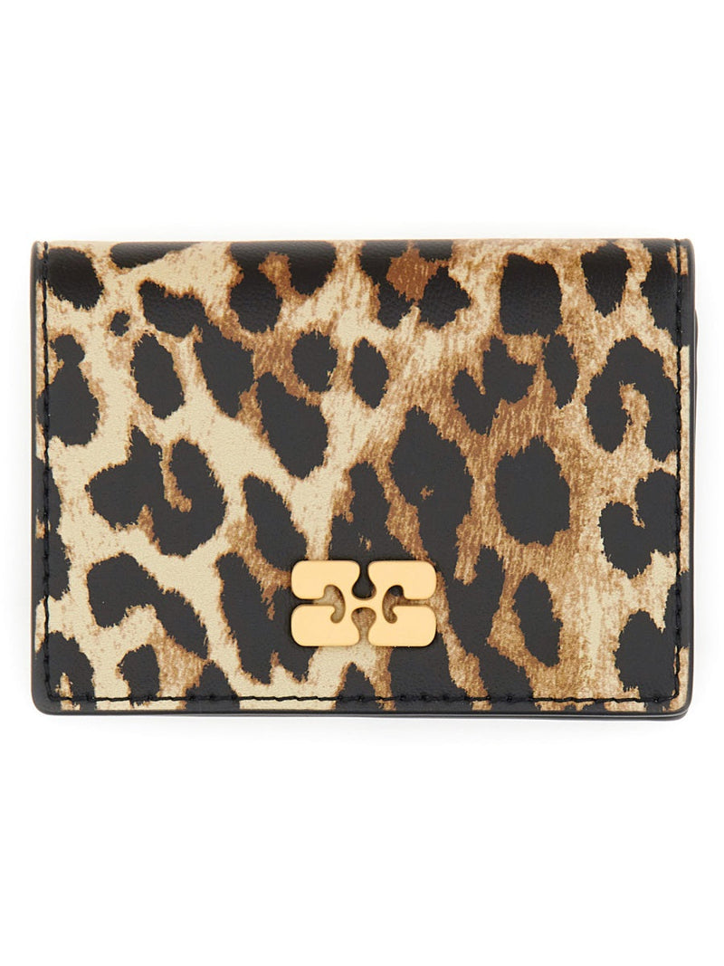 Ganni Animal Motif Recycled Leather Card Case — Multicolor Wallets & Purses