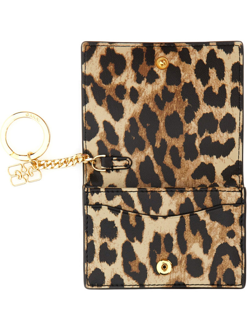 Ganni Animal Motif Recycled Leather Card Case — Multicolor Wallets & Purses
