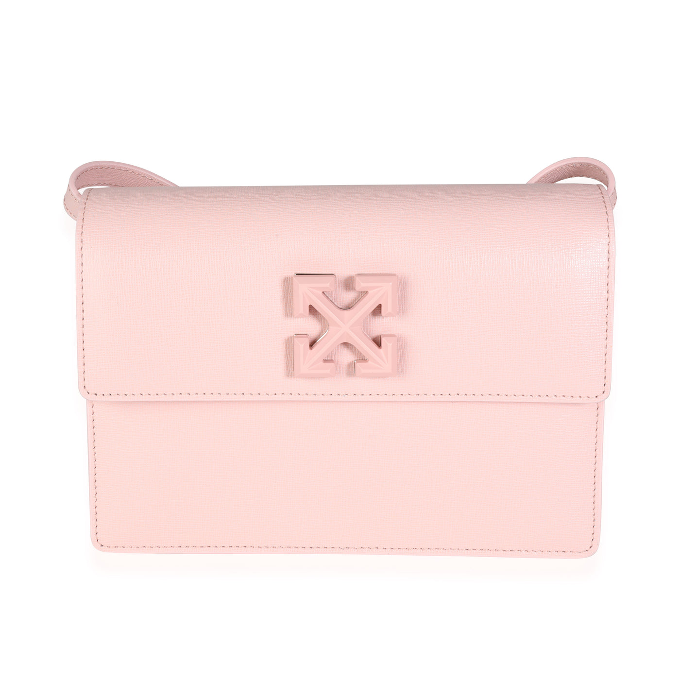 Off-White Pink Saffiano Leather Jitney 2.0 Crossbody Bag Handbag