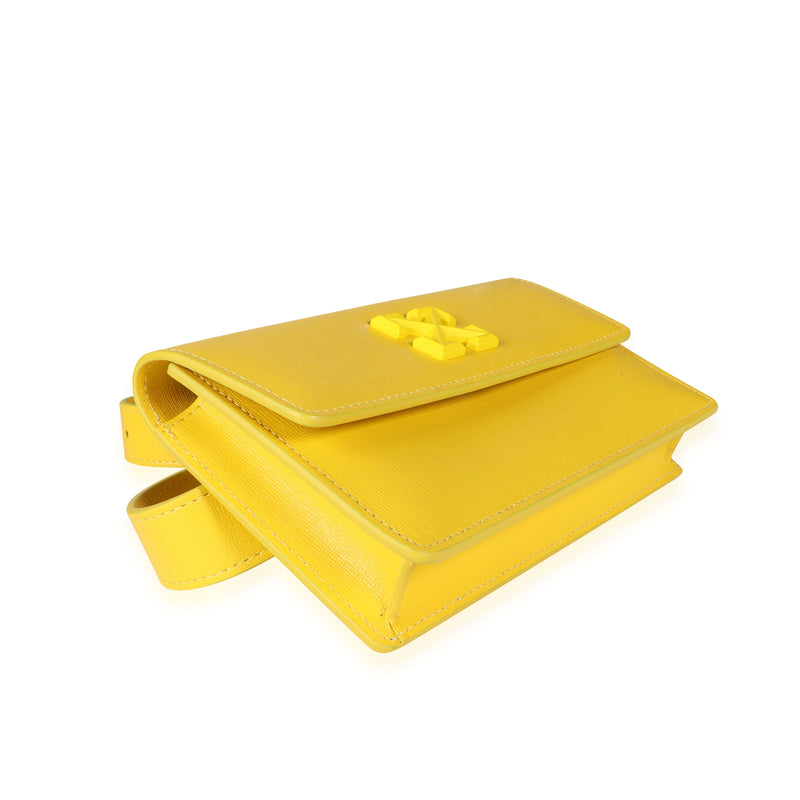 Off-White Yellow Saffiano Leather Jitney 0.8 Tonal Arrow Belt Bag Handbag