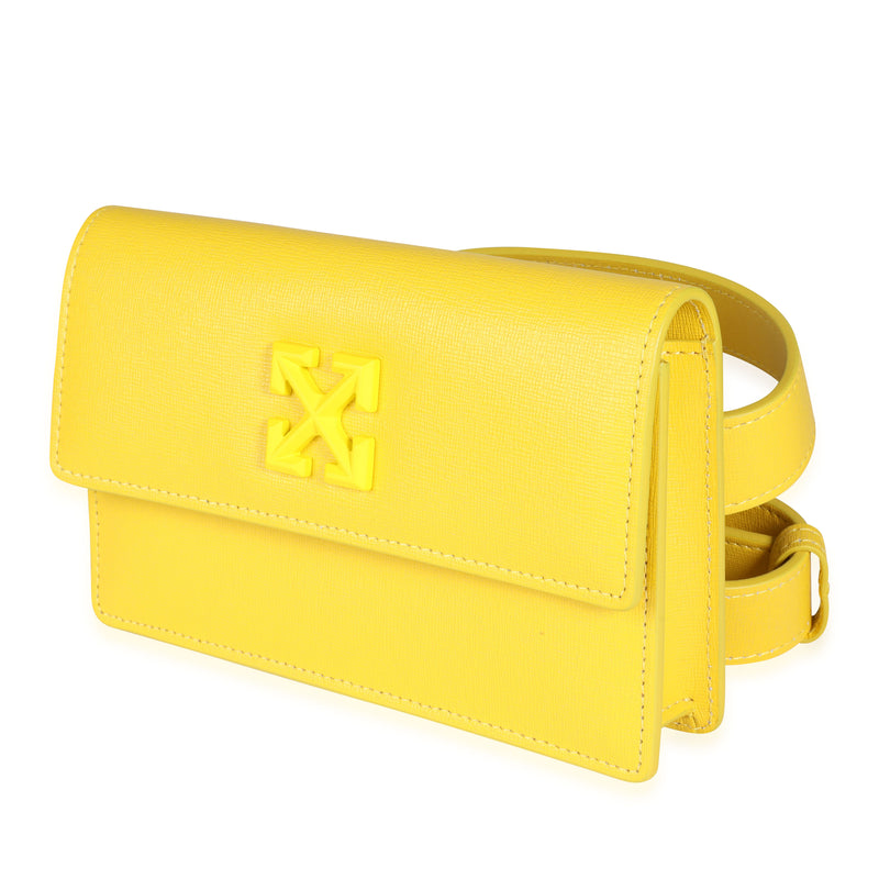 Off-White Yellow Saffiano Leather Jitney 0.8 Tonal Arrow Belt Bag Handbag