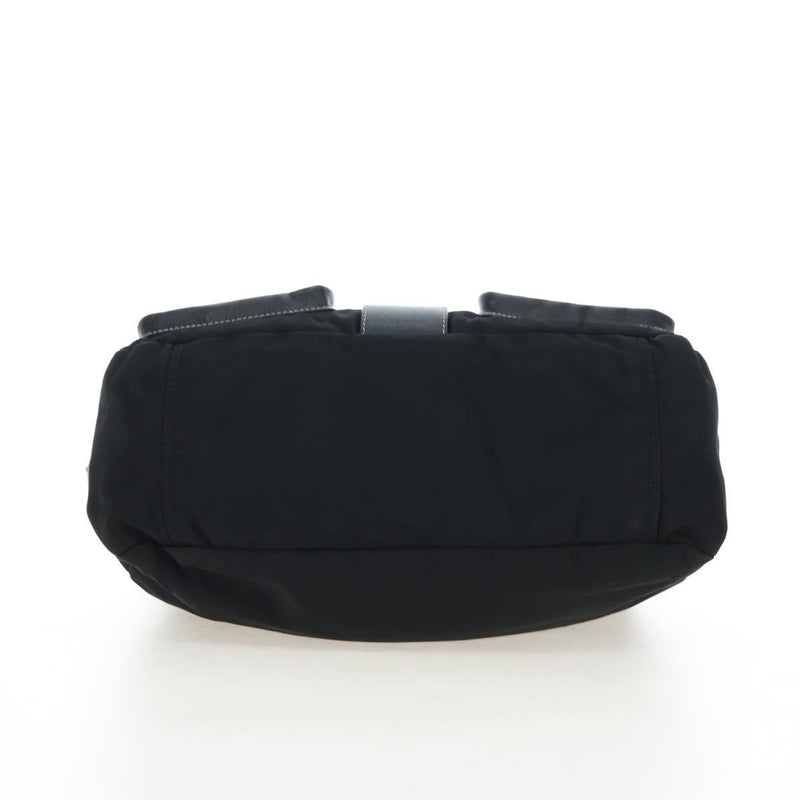 Prada Double Pocket Buckle Flap Tessuto And Leather Black Nylon Bag