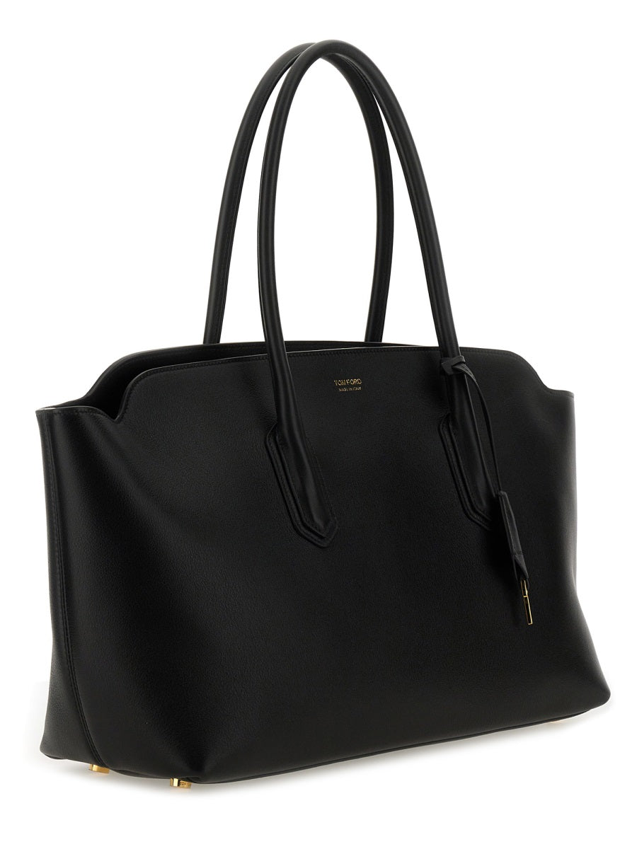 Tom Ford Calf Leather Shoulder Bag — Black