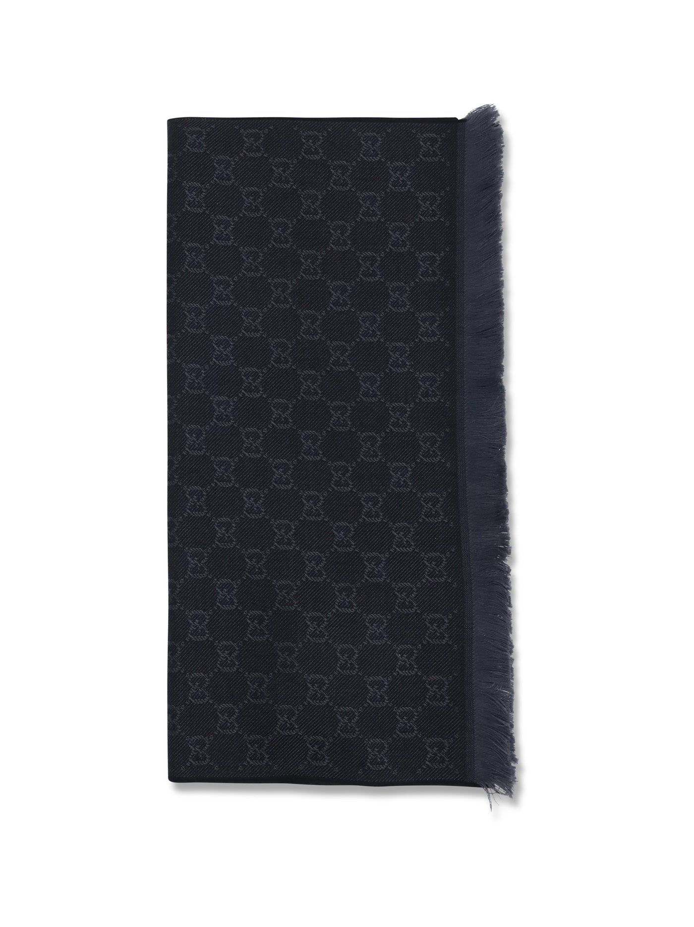 Gucci Gg Supreme Embroidered Wool Scarf — Black Ovis Aries Scarfs