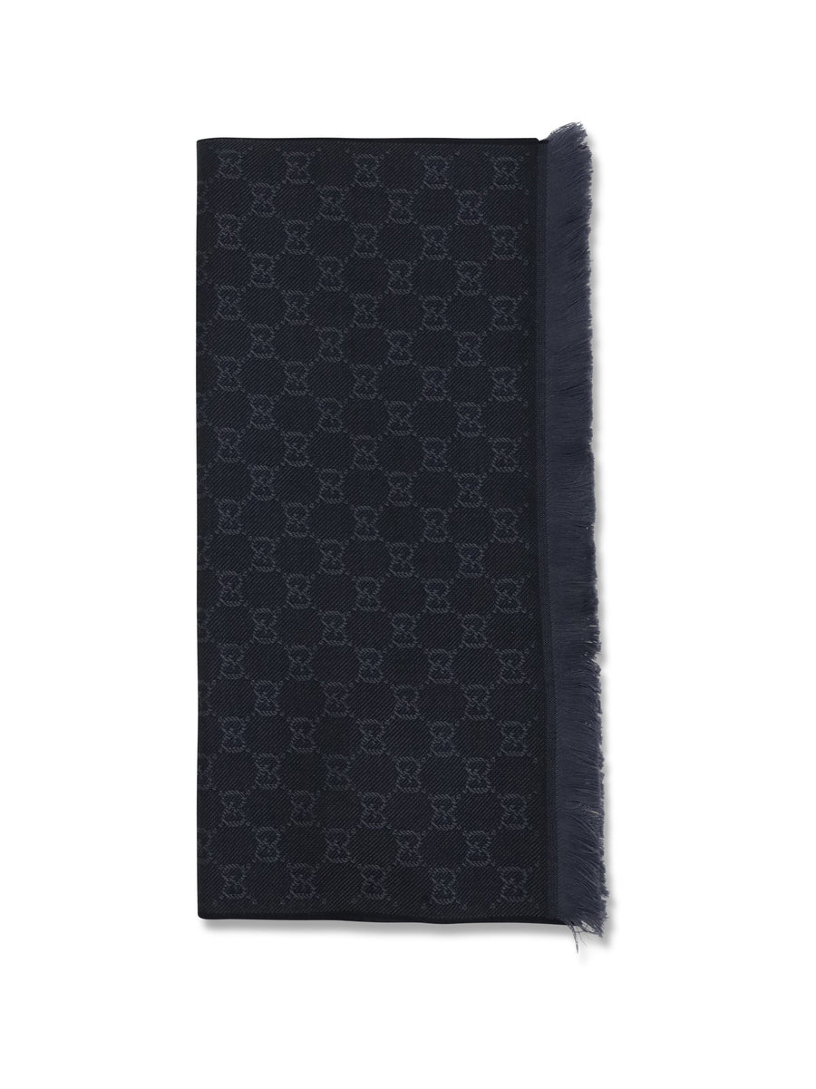 Gucci Gg Supreme Embroidered Wool Scarf — Black (ovis Aries) Scarfs