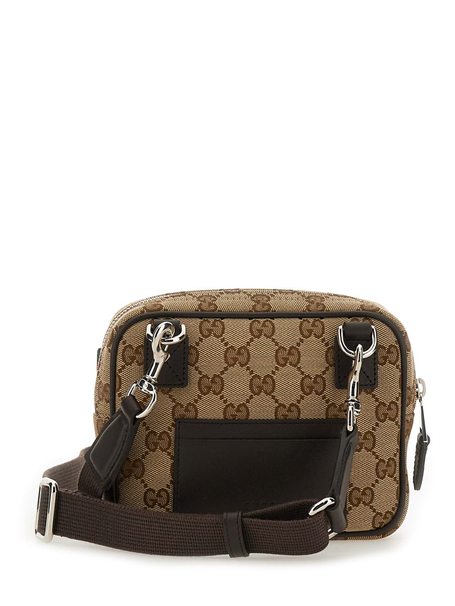 Gucci Gg Motif Technical Fabric Shoulder Bag — Beige Polyester