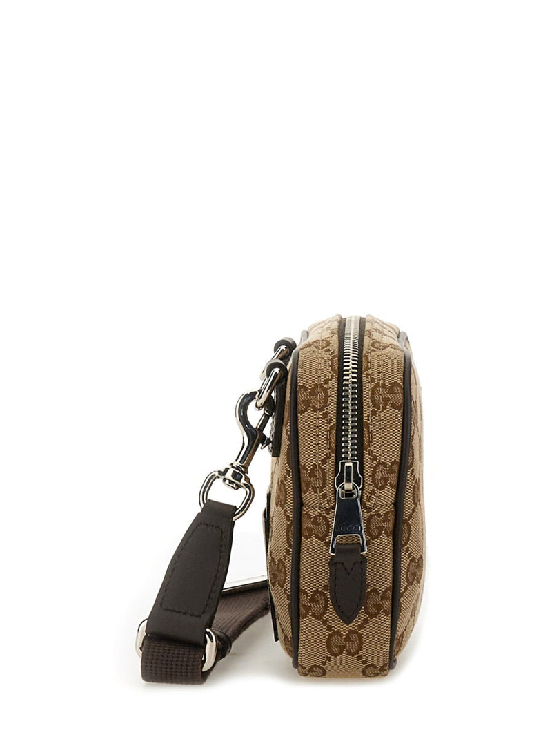 Gucci Gg Motif Technical Fabric Shoulder Bag — Beige Polyester