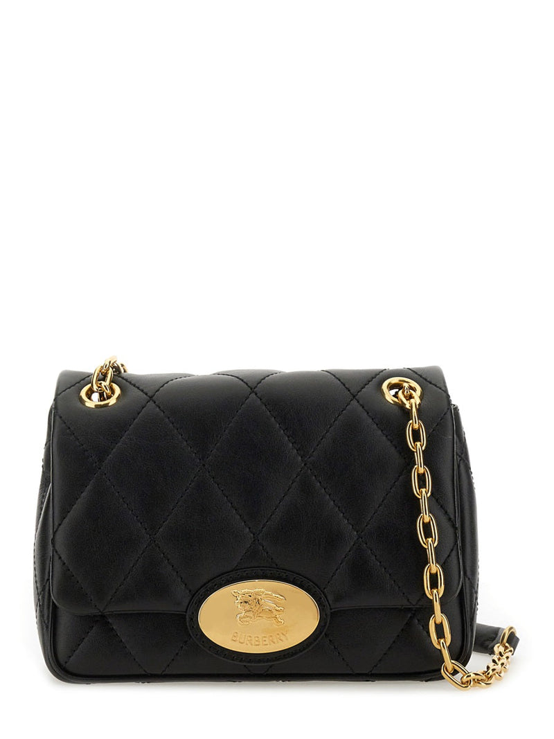 Burberry Strand Shoulder Bag — Black Calf Grain Leather
