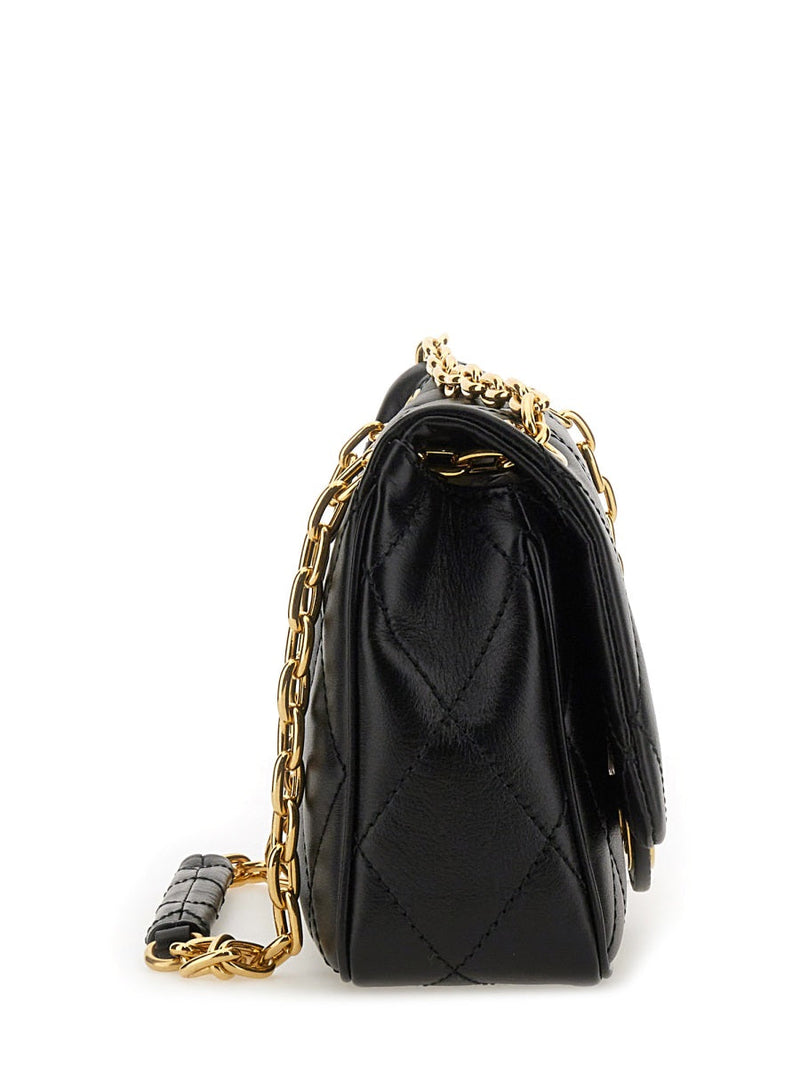 Burberry Strand Shoulder Bag — Black Calf Grain Leather
