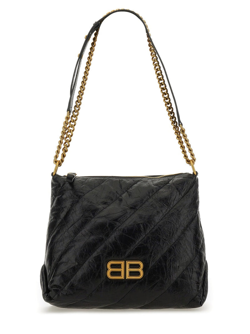 Balenciaga Crush Hobo Bag — Black Domesticated Calf Leather