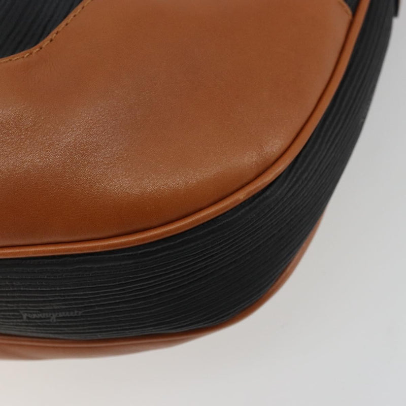 Salvatore Ferragamo Shoulder Leather Black Bag