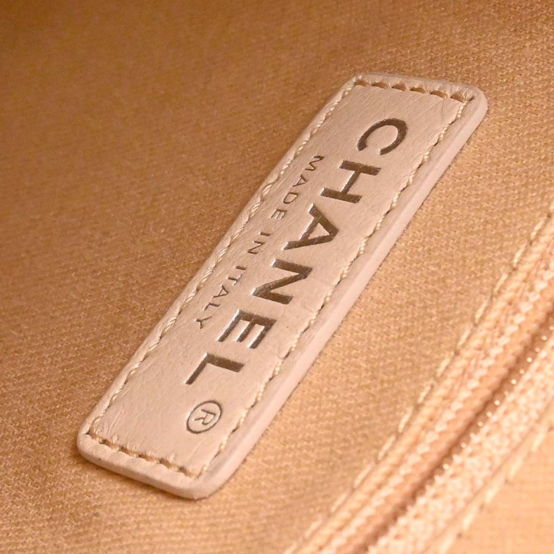 Chanel Cc Top Handle Bucket Stitched Calfskin White Leather Bag