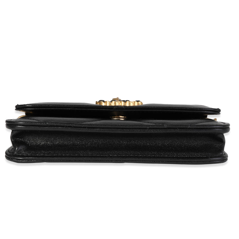Chanel Black Quilted Lambskin 19 Mini Coin Purse With Chain Leather Handbag