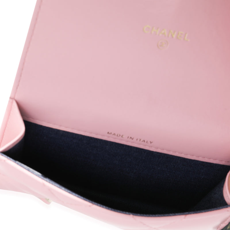 Chanel Pink Quilted Lambskin Elegant Chain Belt Bag Leather Handbag